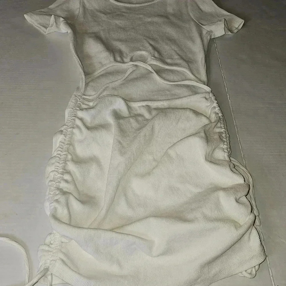 American Threads Rib Cut White Dress SZ M - Picture 7 of 12